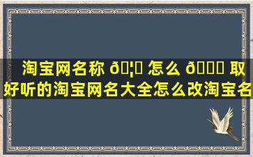 淘宝网名称 🦅 怎么 🐘 取（好听的淘宝网名大全怎么改淘宝名）